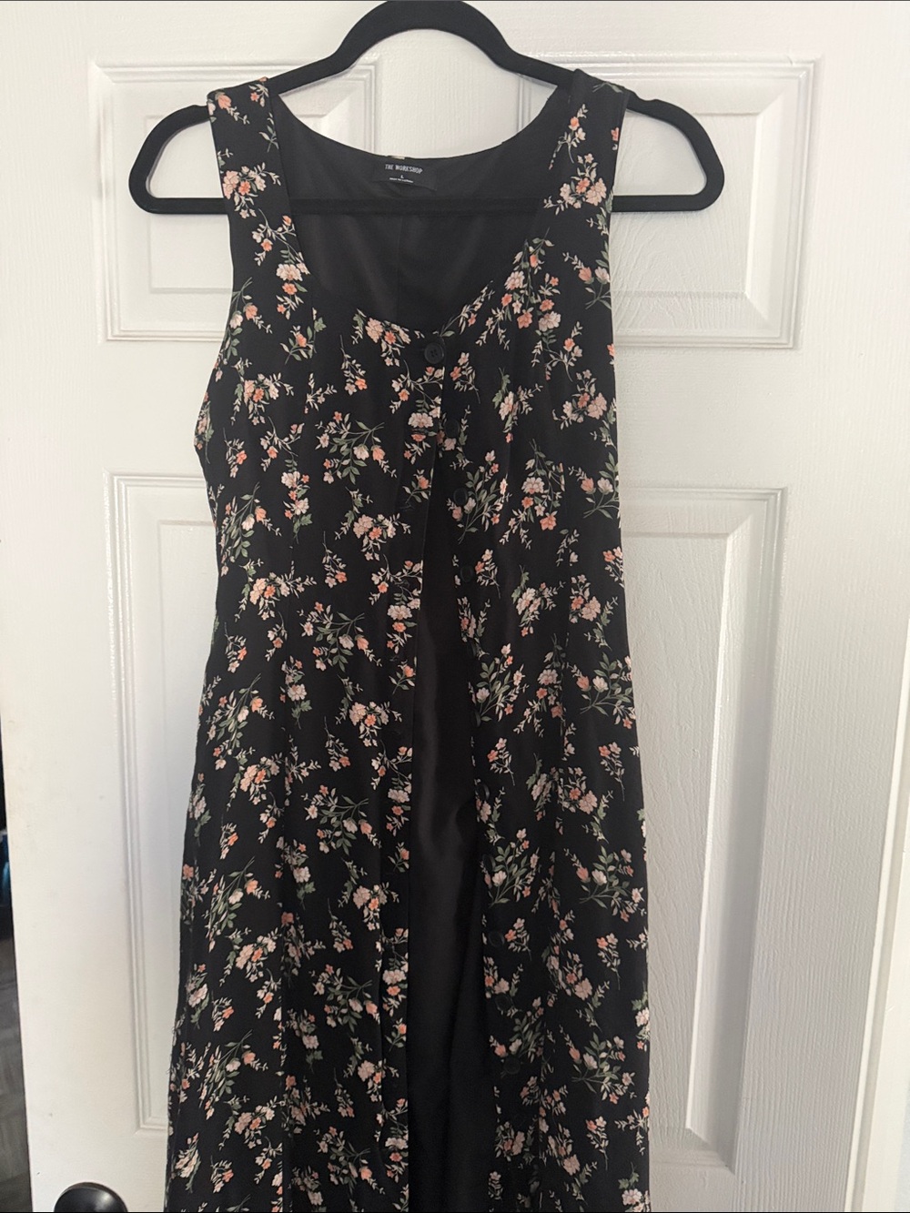 Workshop Republic Clothing Black Maxi Dress with Pink Floral Print